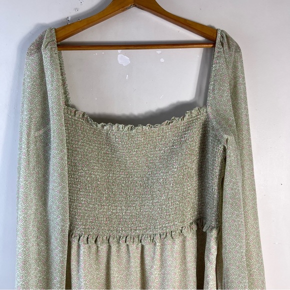 Aritzia Wilfred Tempest Mini Dress SZ XL In Birch Marsh Green Romantic Feminine - Picture 7 of 14